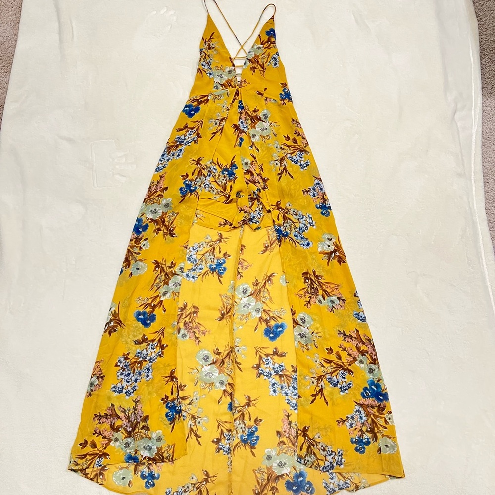 Yellow Maxi Romper Dress - size S